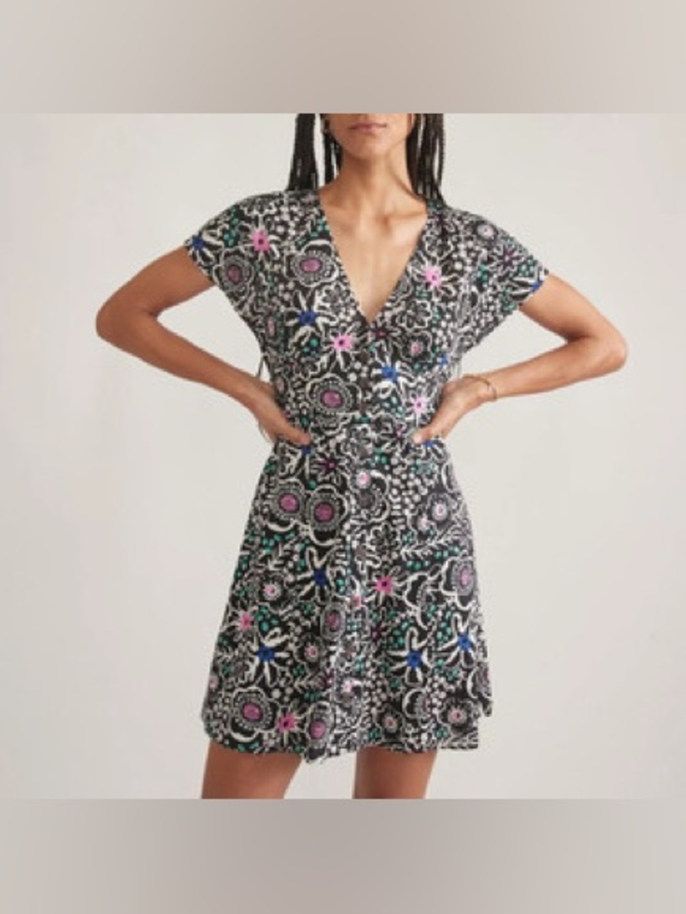 Marine Layer Camila Mini Dress With Pockets Floral Block Print Size Large